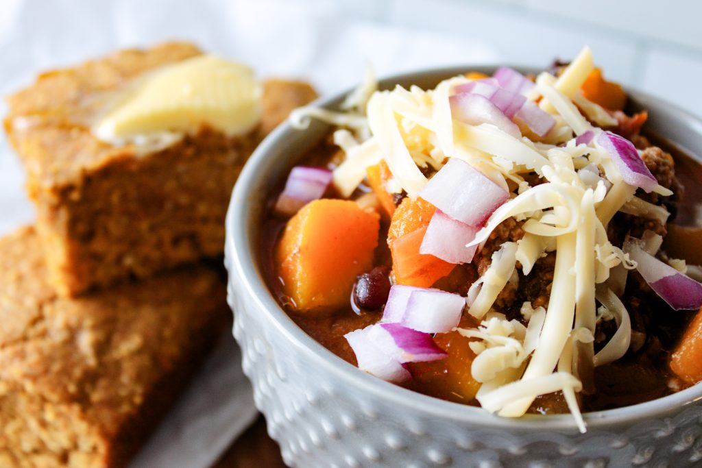 Close up of butternut squash chili