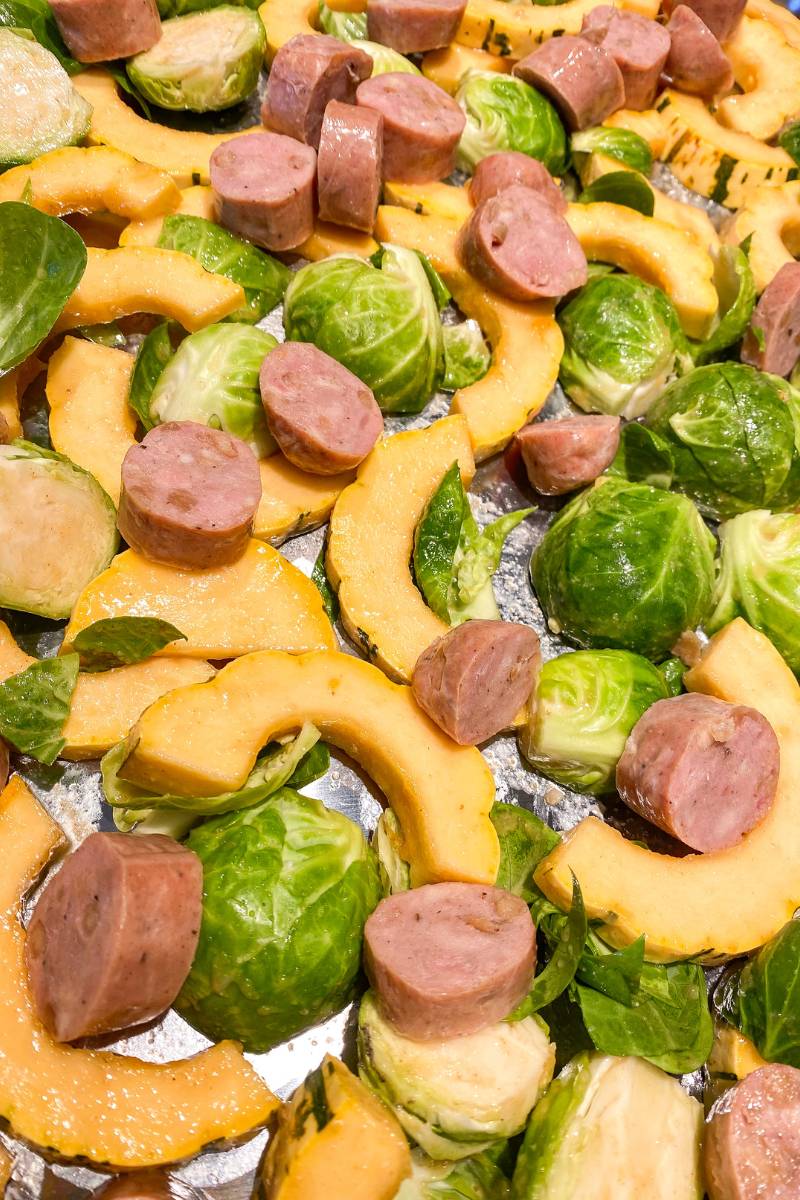 Uncooked fall sheet pan dinner