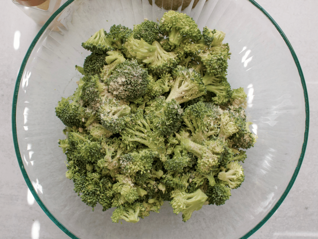 Broccoli in a clear bowl