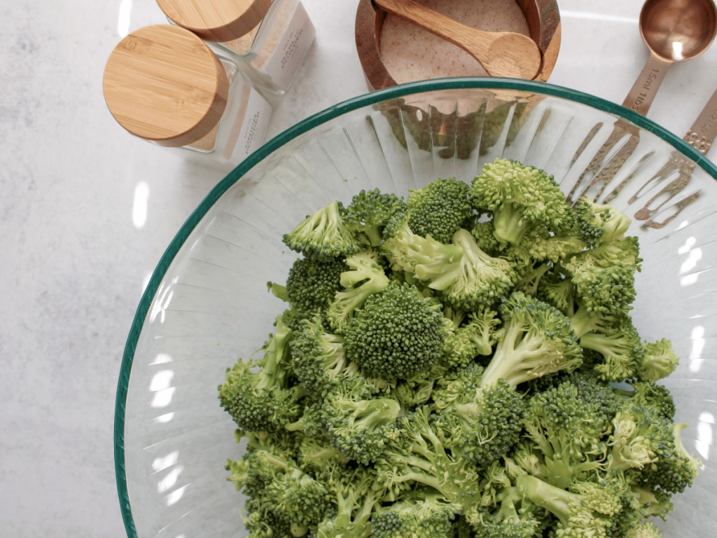 Raw broccoli in a bowl