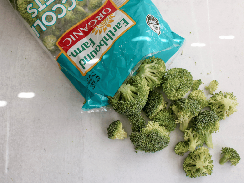 Bag of fresh broccoli