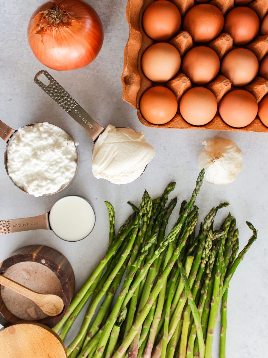 Ingredients for Ricotta and Asparagus Frittata