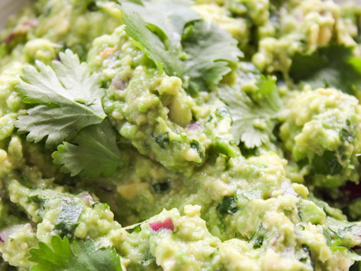 closeup on guacamole