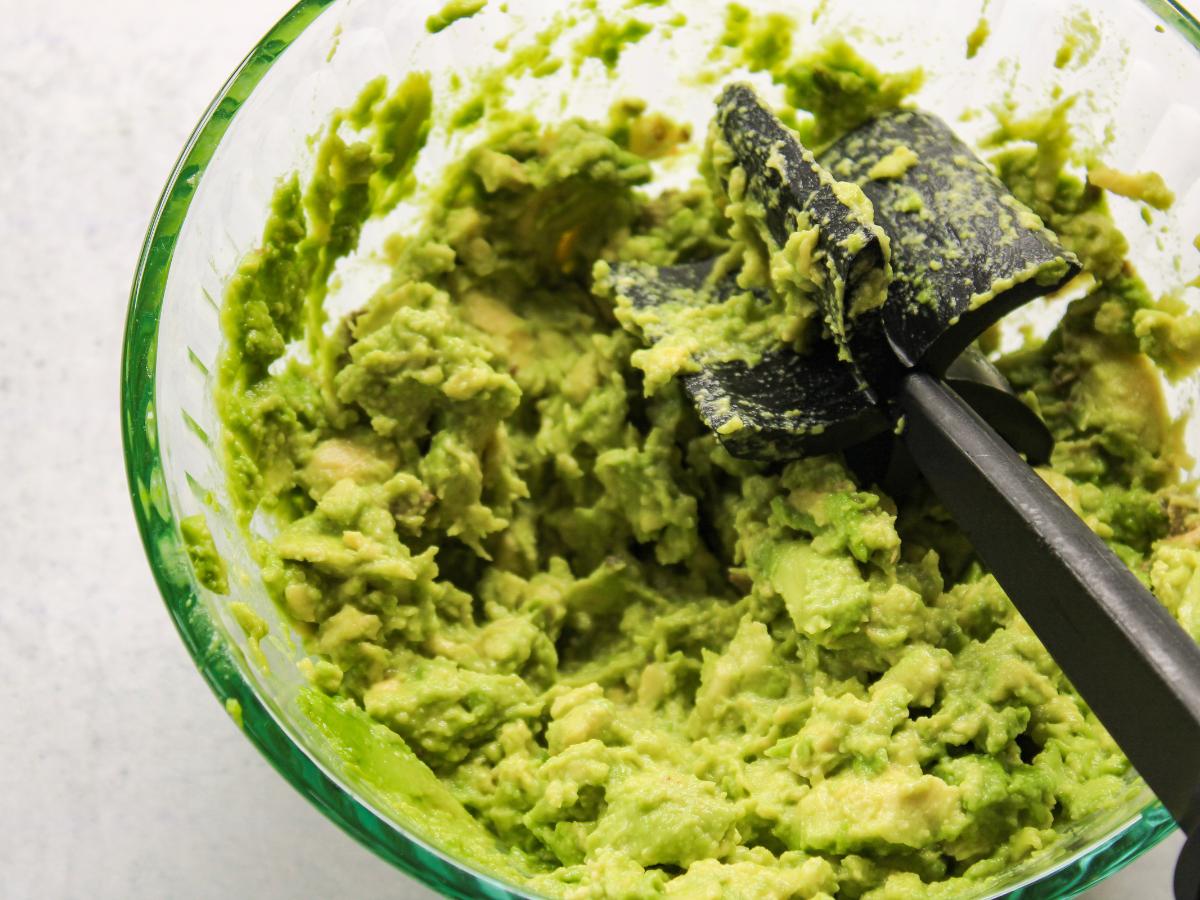 smashed avocado for guacamole