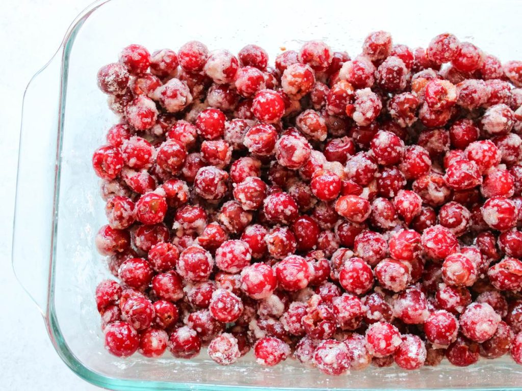 Fresh cherries tossed with sugar and corn starch