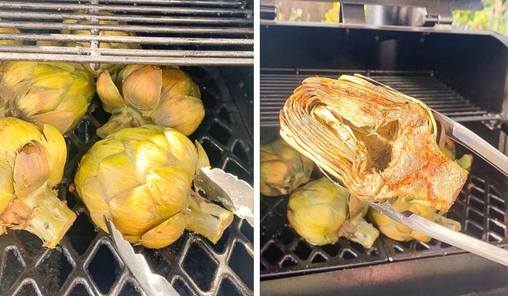 grill marks on artichokes