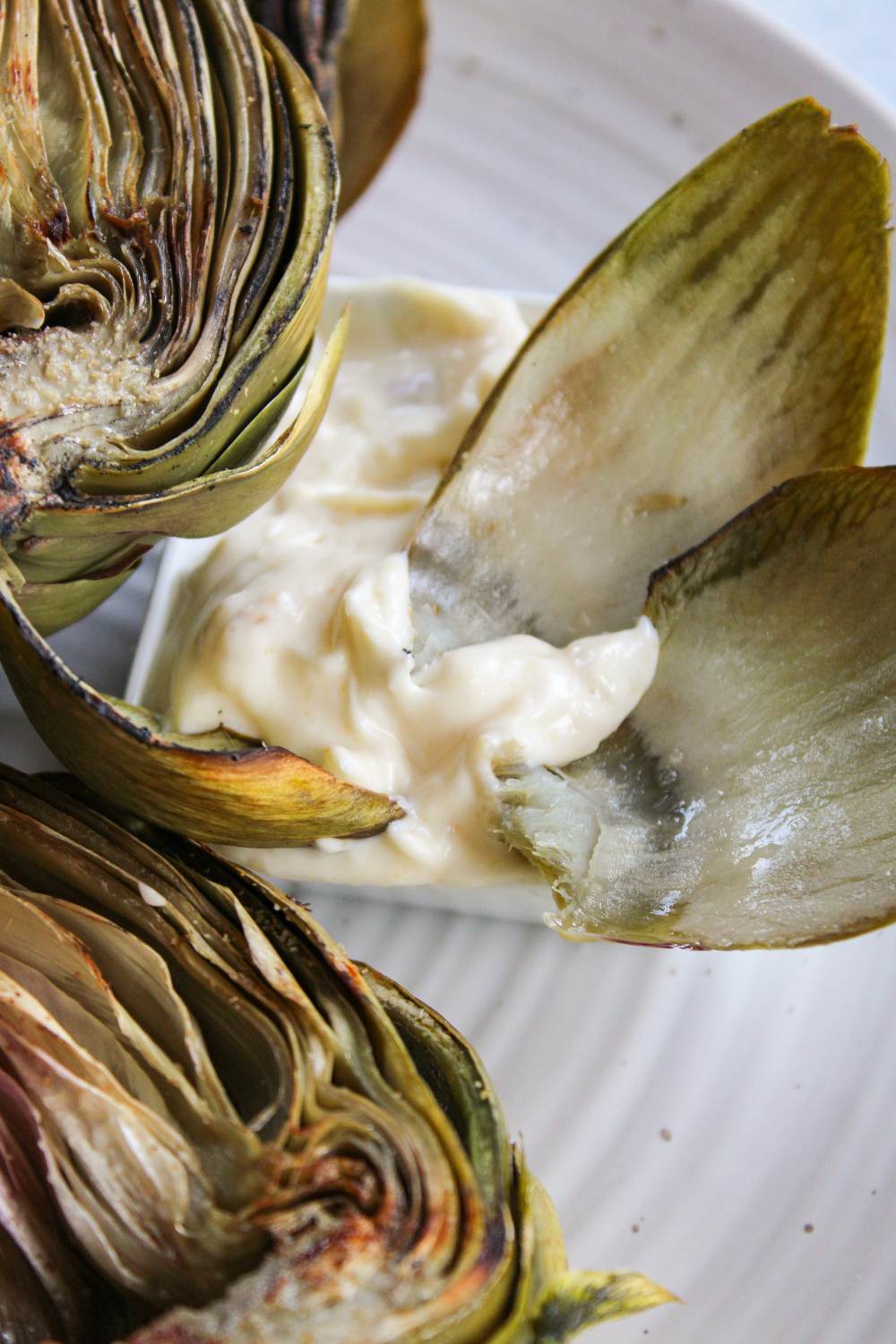 artichoke leaves dipped in garlic aioli