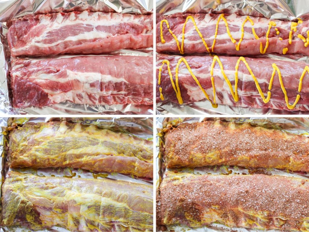 how to add mustard and seasoning to ribs