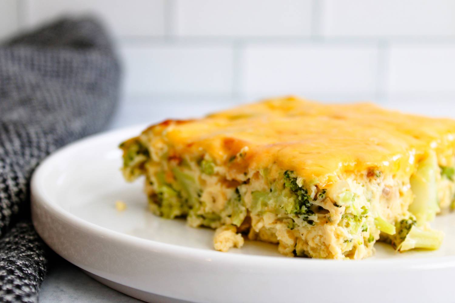 view of the inside of the broccoli and cheddar frittata