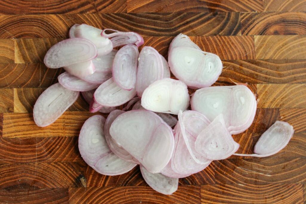 view of shallots sliced