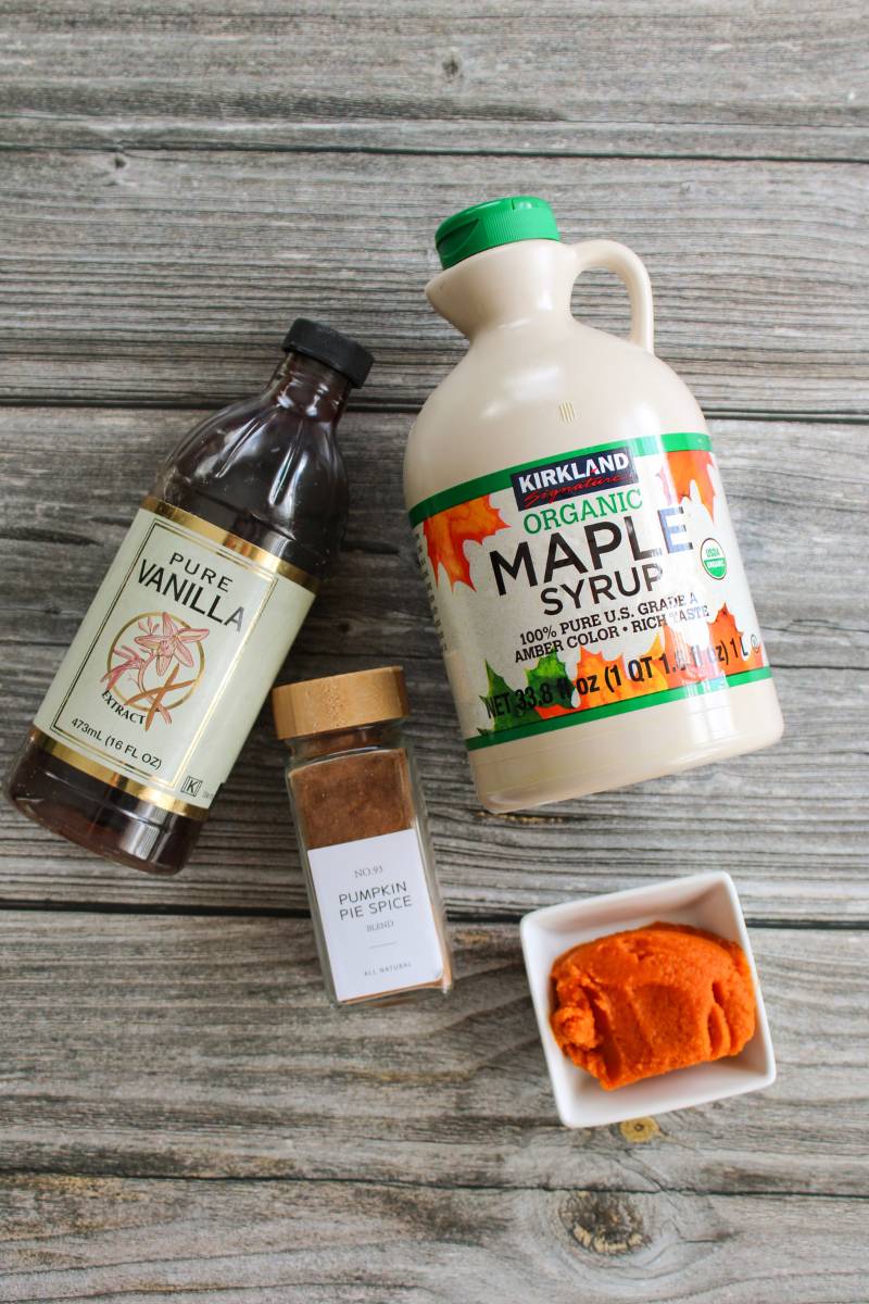 Ingredients to make pumpkin spice syrup