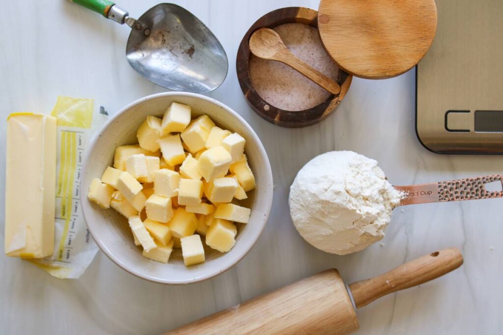 Ingredients for butter pie crust