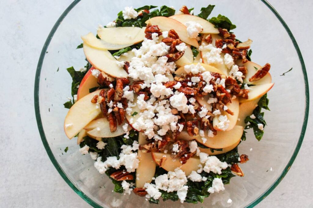 kale and apple salad before being tossed