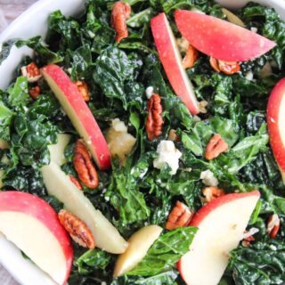 close up on kale and apple salad