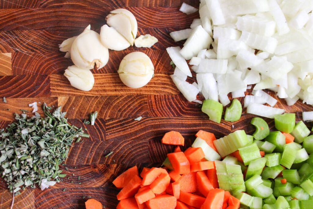 inside ingredients for pot pie