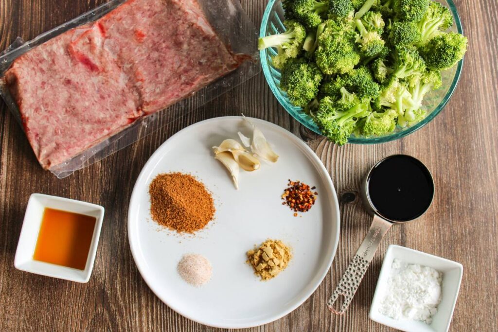 ingredients for ground beef and broccoli