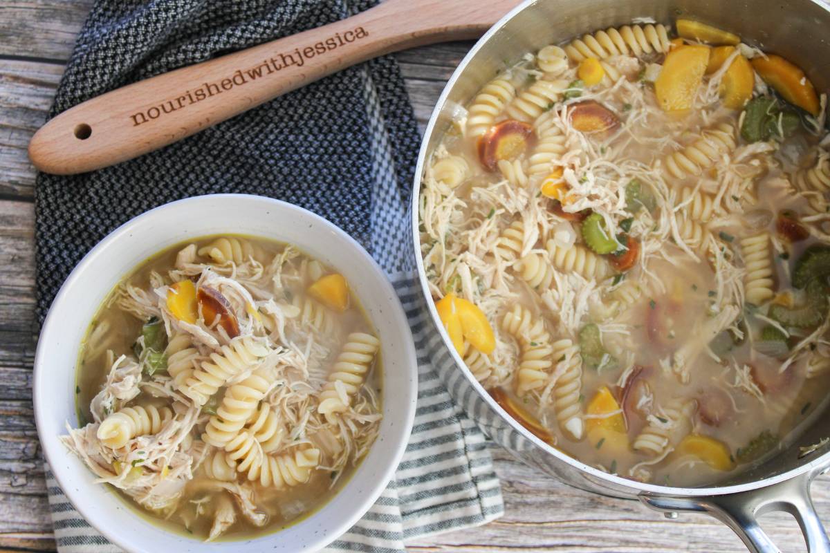 Healing Chicken Noodle Soup - Freezer Meal Recipe - Nourished with Jessica