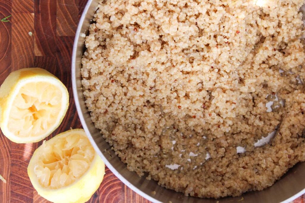 close up of quinoa in a pot