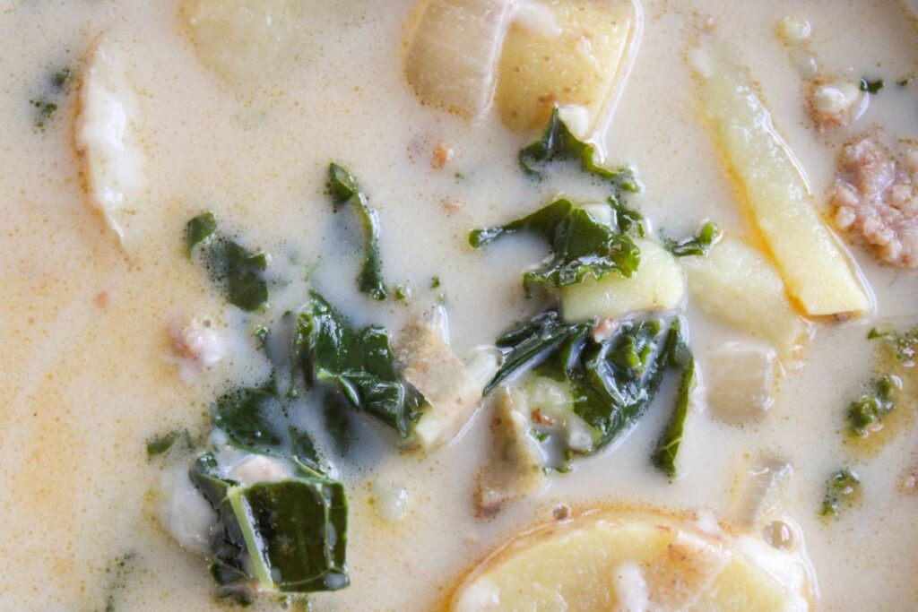 very close view of Zuppa Toscana Soup