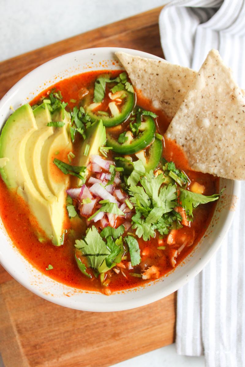 instant pot chicken tortilla soup with tortilla chips