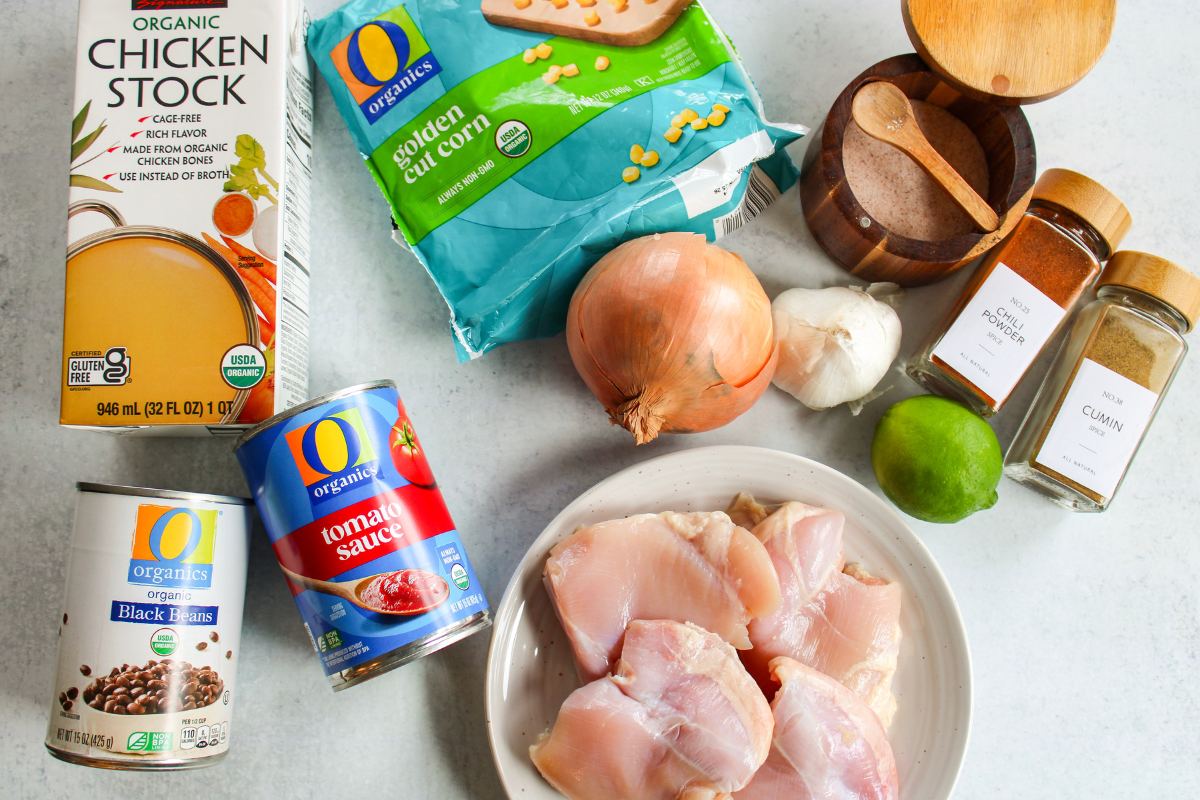 Ingredients to make instant pot chicken tortilla soup