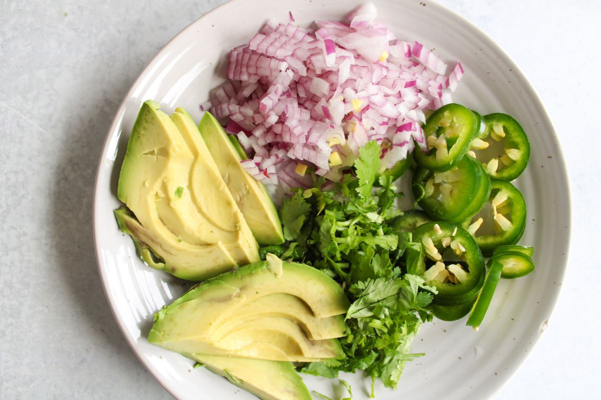 plate of toppings for chicken tortilla soup